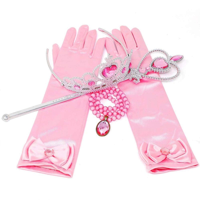 Orgrimmar Princess Dress Up Accessories Gloves Tiara Crown Wand Necklaces Presents for Kids Girls - Image 3